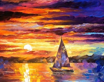 Ocean painting Lonely Yacht ocean oil painting ocean wall