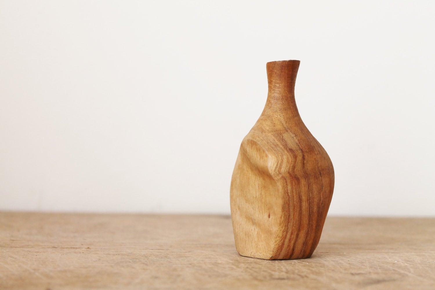 Small Wooden Bud Vase Signed Handmade Wood Decorative