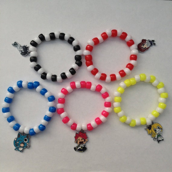 Anime Fairy Tail Kandi Charm Bracelets Natsu Happy by MonicasJars