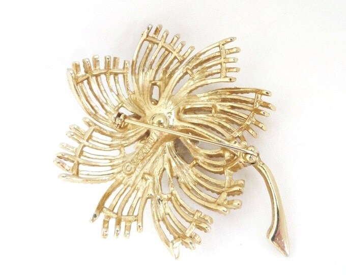 Sarah Coventry Palm Tree Brooch, Vintage Rhinestone Gold Tone Palm Tree Pin Costume Jewelry Gift