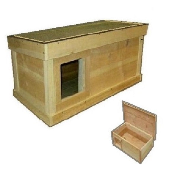 ... Medium Outdoor Cat House: wood shelter home ferals strays pets - LS SQ