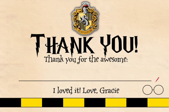 Custom Thank You Note - Harry Potter - Hufflepuff - Digital