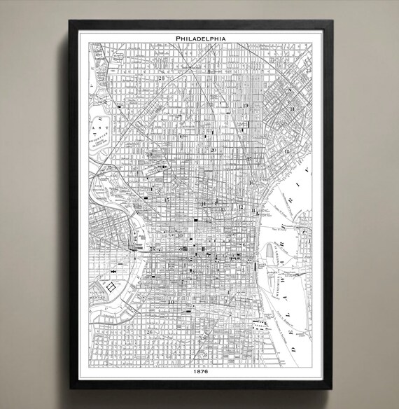 home for decor or  Decor Office philadelphia vintage Home Wall PHILADELPHIA Map your Print, of