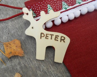 Personalized Gift Tag Personalized Name Tag Christmas Tag Personalized Christmas Gift Tag Personalized Tag Deer Tag Reindeer Tag Wood Tag