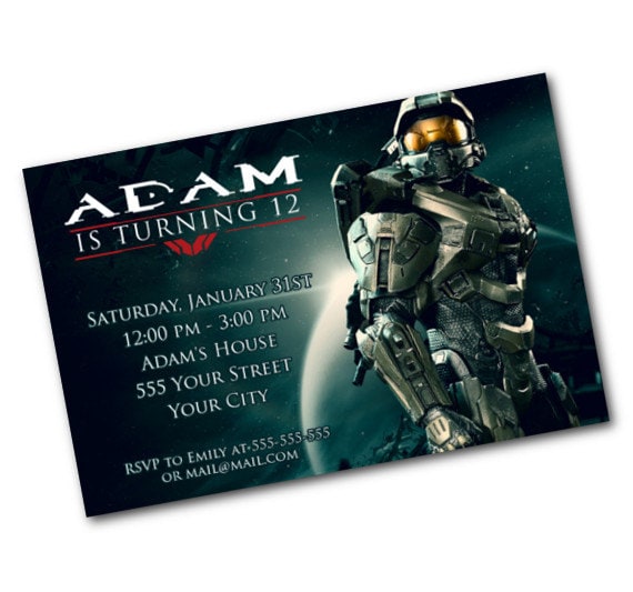 Halo Birthday Party Invitation Video Game by SweetDigitalCreation