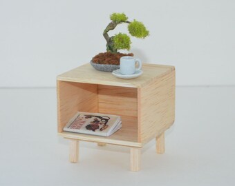 Miniature doll nightstand, Blythe, Momoko, Fashion Royalty, Pullip, action figures_ 1:6 scale_beside table_doll furniture_playscale