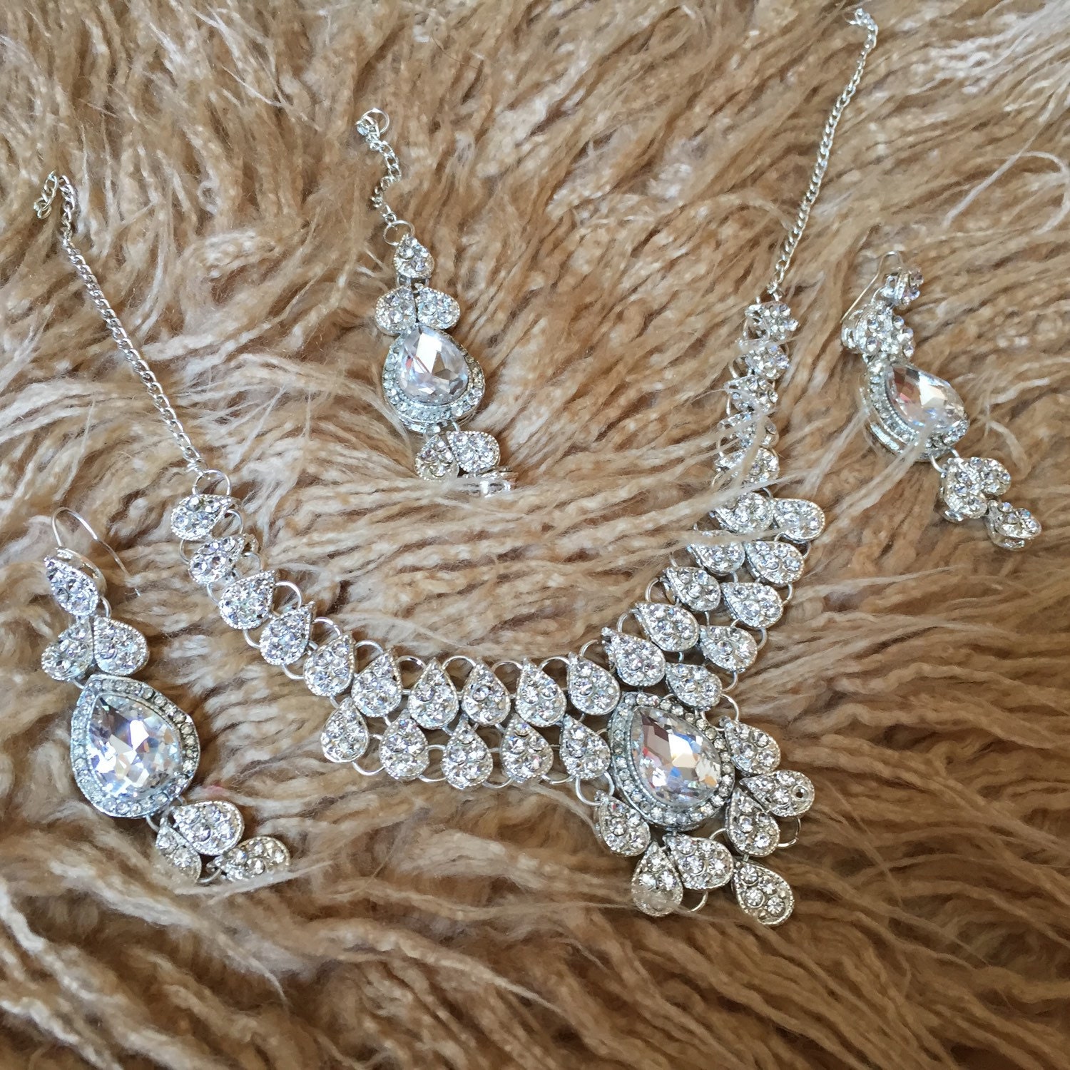 Bridal jewelry Silver Necklace set Bridal necklace set