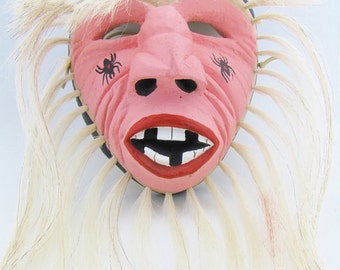 Ethnic Pascola Spirit Mask Native American Clown Art Tribal Wooden Mask Yaqui Folk Art Mask Man Cave Stuff Wall Art SALE