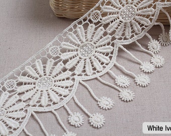 1yds Embroidered Broderie Anglaise cotton lace trim 3.7" YH sun laceking2013