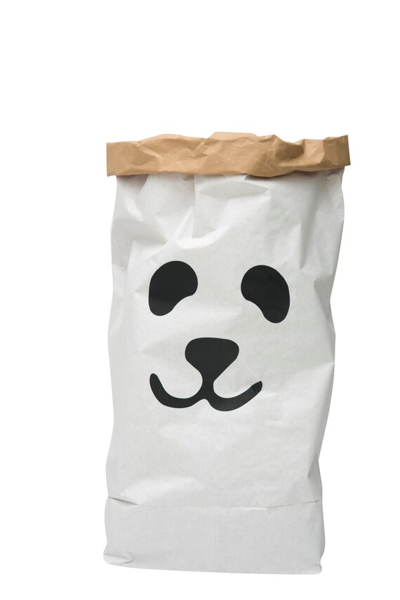 Panda paperbag storage of toys books or teddy bears by Tellkiddo