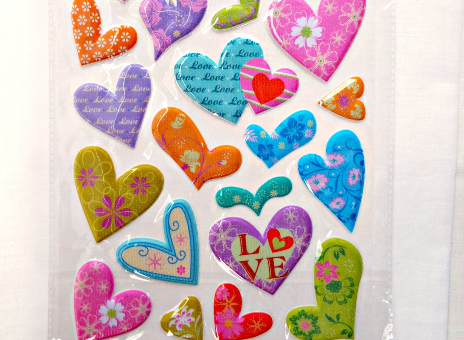 Puffy Heart Stickers Cardmaking Sticker Puffy by GlitteramaCrafts