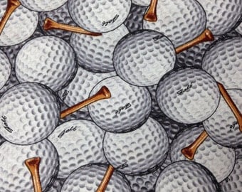 One Half Yard of Fabric Material - Golf Balls and Tees