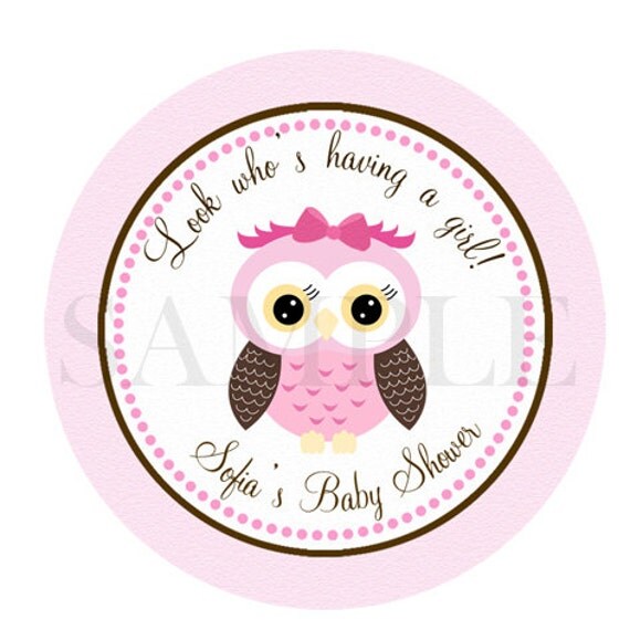 Girl Owl sticker -pink owl cupcake topper - owl birthday - owl printable - owl favor tag - owl label - owl printable - brown pink owl Il_570xn