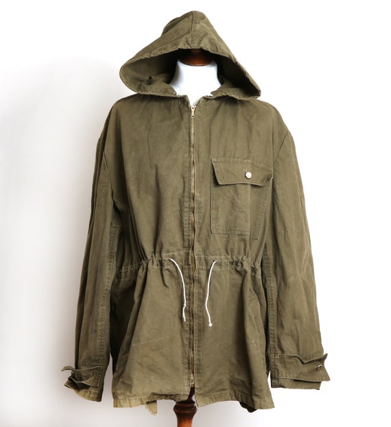Vintage 1970's Military Green Canvas Anorak