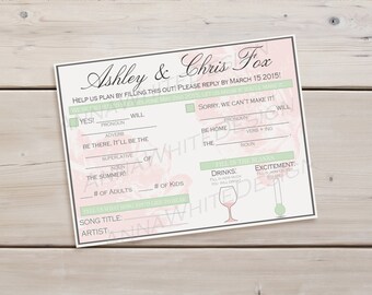 Printable RSVP Card, Personalized RSVP Wedding Card, Unique Response Card, Customizable RSVP Card
