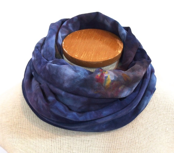 Items similar to Blue Scarf, Blue Tie Dye Scarf, Fall Winter Scarf