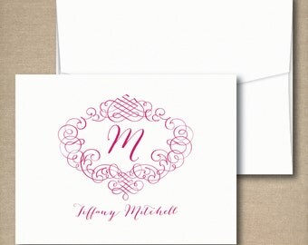 personalized stationery SoireeCustomPaperCo Personalized Set EMBOSSED Stationery by