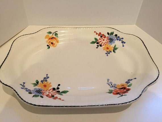 Vintage Steubenville Floral Platter/Ivory by GeorgiaMaeVintage