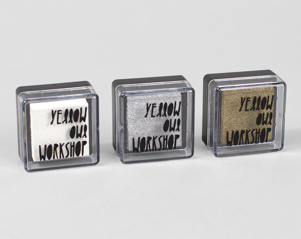 Set of 3 small size ink pads for rubber stamps by