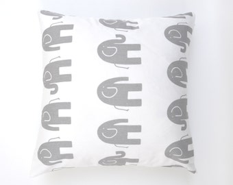 20% OFF SALE Gray pillow covers, Decorative pillows, Grey pillow , Nursery Pillow , Grey,White Elelphants pillow , pillow cover only
