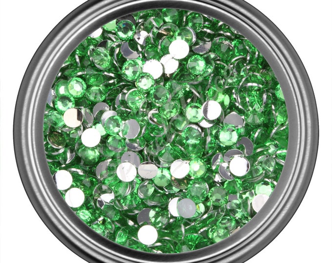 Light Green Rhinestone Gems Flat Back Face Art Nail Art Scrapbook Phone Decoration 2mm 3mm 4mm 5mm 6mm