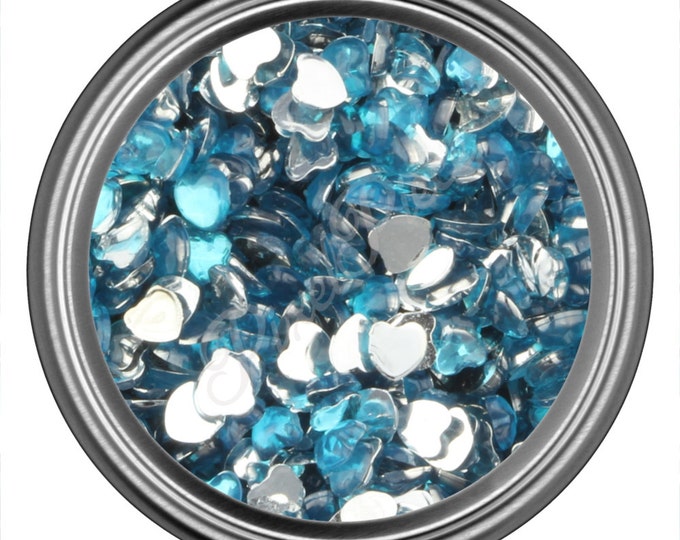 Blue Heart Rhinestone Gems Flat Back Face Art Nail Art Scrapbook Phone Decoration 3mm