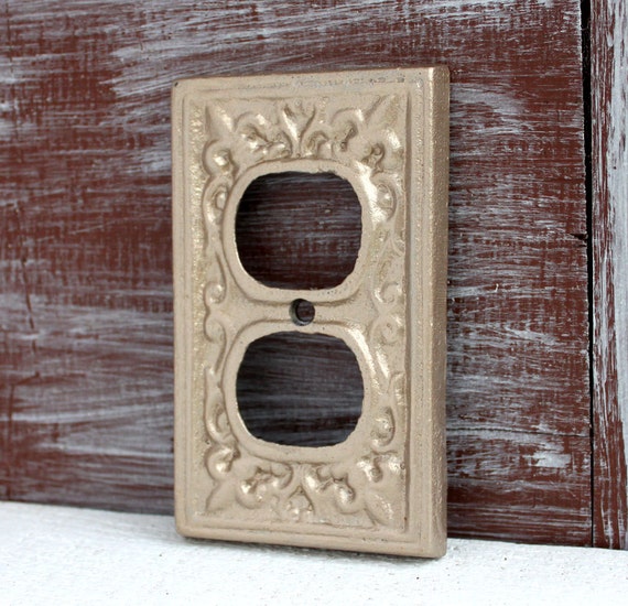 Items similar to Outlet Cover, Outlet Plate, Antique Gold Wall Plug