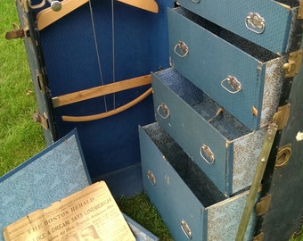 SaLe Mark Cross 1914 Wheary Wordrobe Travel Trunk with Key!!! SEE SHIPPING DESCRIPTION