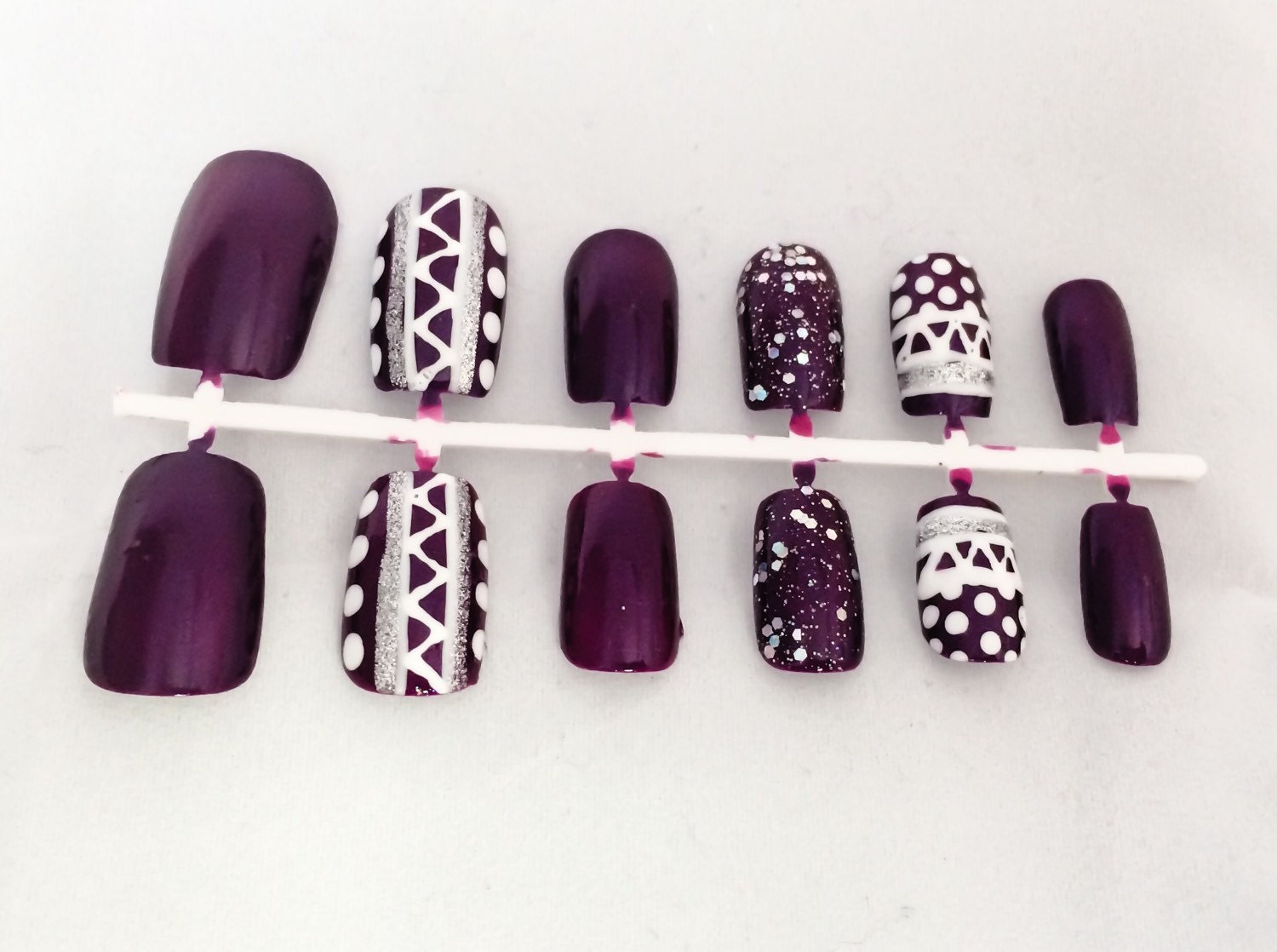 Purple Fake Nail Set False Fingernails Holiday Acrylic