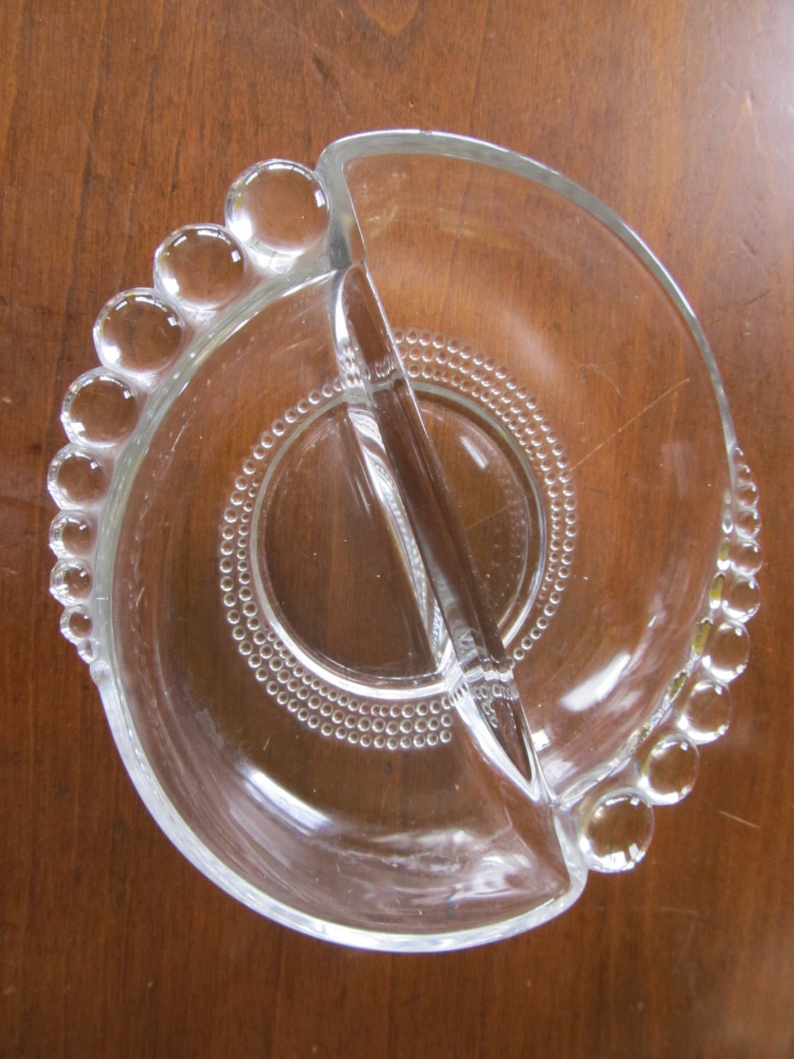 1930s Clear Glass Art Deco Compartment Bowl Haute Juice