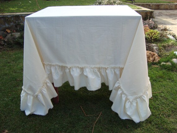 cotton ruffled tablecloth wedding shabby chic tablecloth cotton ruffled tablecloth wedding shabby chic tablecloth