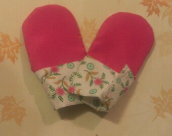 Cotton Flower & Stem Waterproof Teething Mittens