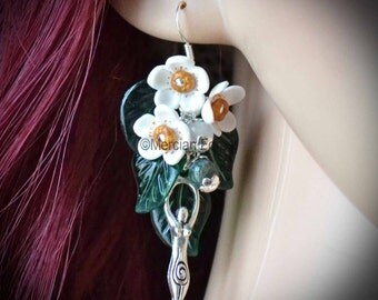 Maying Hawthorn Earrings - Pagan Jewellery, Beltane, Wicca, Handfasting, May Day