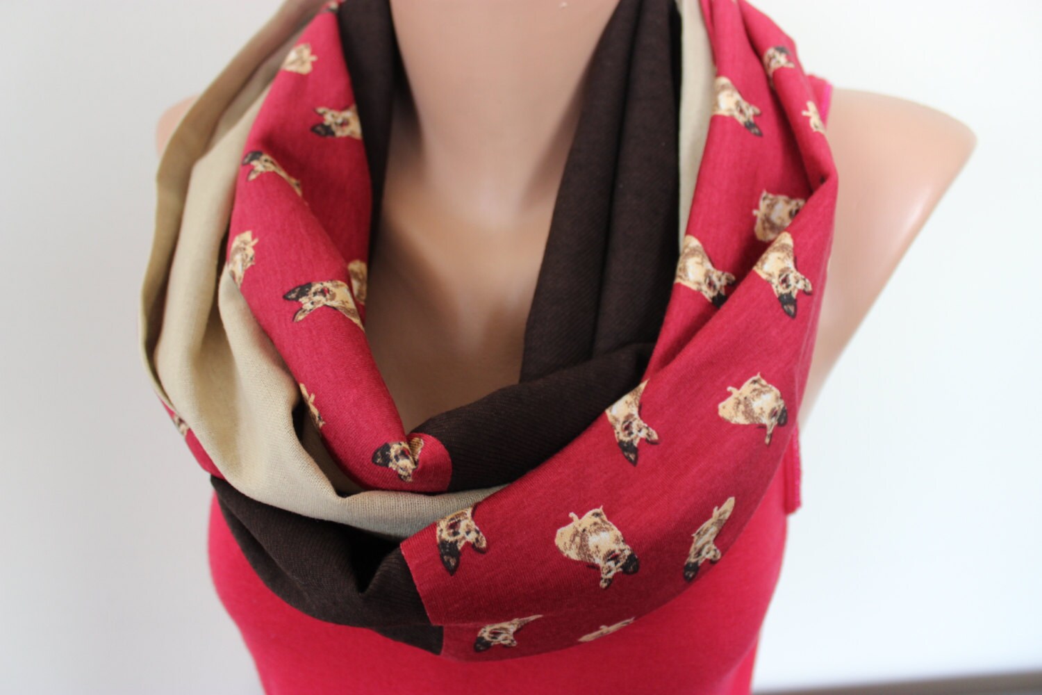 Dogs Dog Scarf Dog Print Infinity Scarf Dog Infinity Scarf