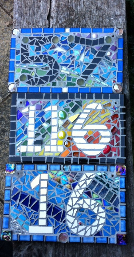 Mosaic Door number Plaques