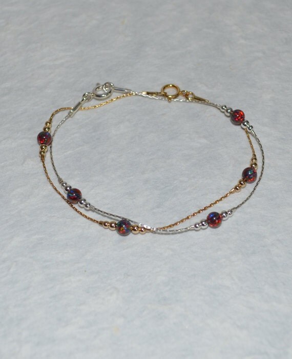 Opal bracelet, Opal Jewelry, opal ball/bead bracelet, opal gold bracelet, simple/elegant tiny dot bracelet