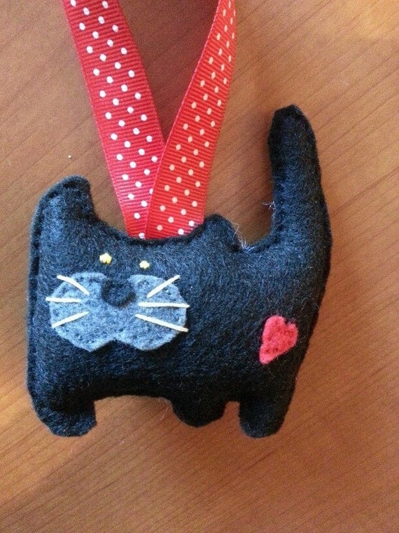 Felt Cat Ornament By Zillygrildesigns On Etsy