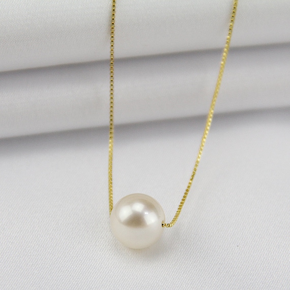 Single pearl necklacepearl floating necklacewhite pearl