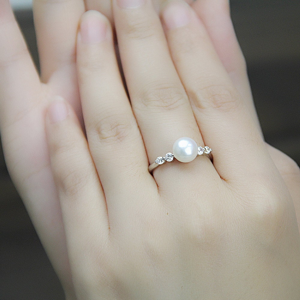 Pearl promise ring for girlsreal pearl ringfreshwater pearl