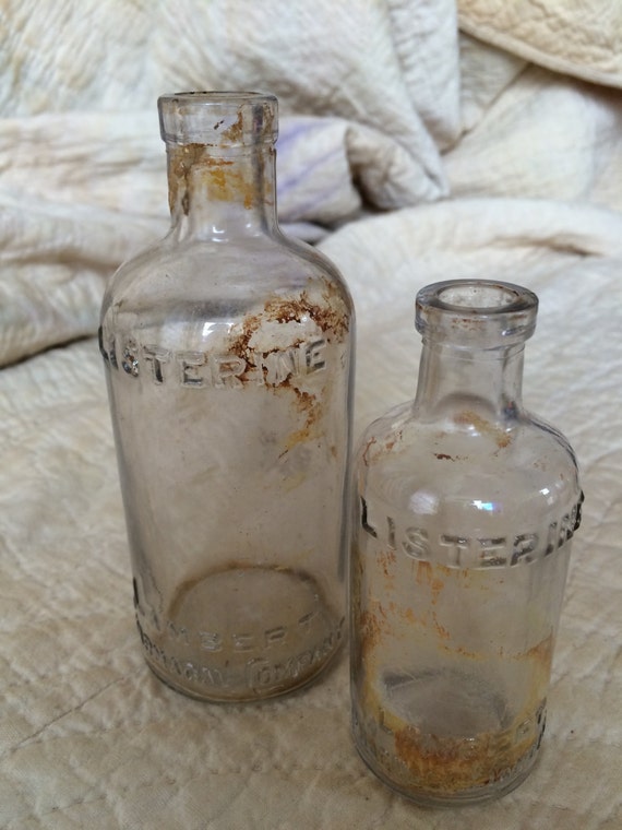 Pair of Vintage Listerine Glass Bottles Lambert by HeirKelect