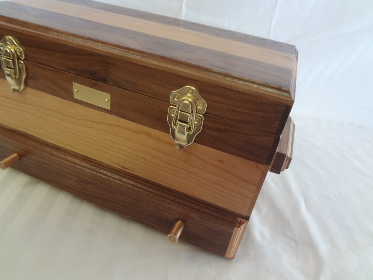 Cherry and Walnut Solid Gun Cleaning Box SPECIAL ORDER