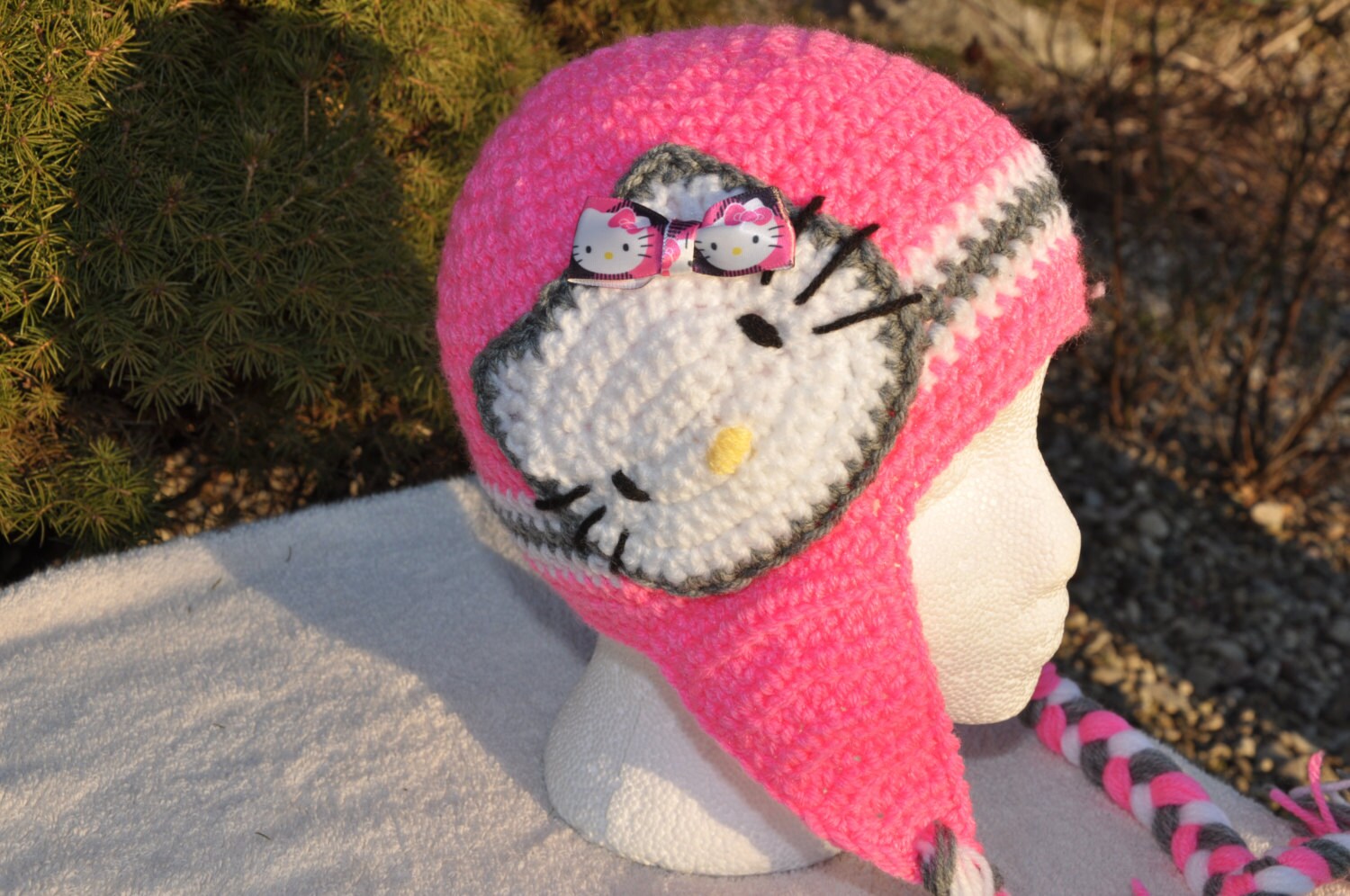 Hello Kitty crocheted hat by KnottyBee on Etsy