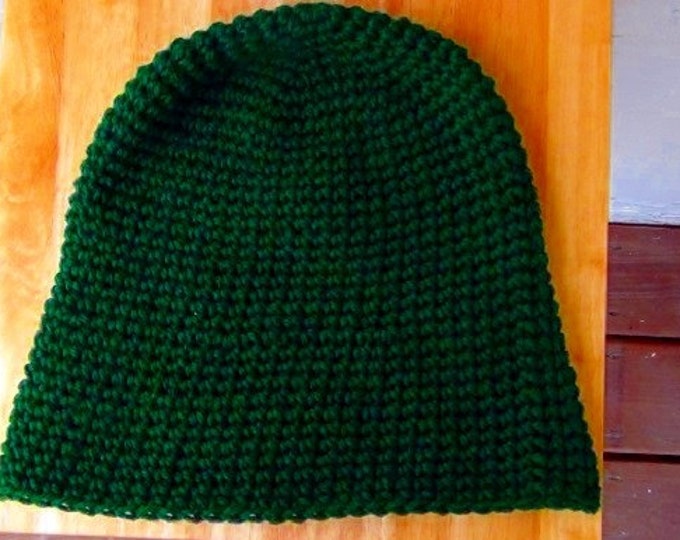 Crocheted Hat - Green Slouchy Hat - Forest Green Fisherman Hat