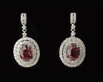 14K Gold ,Tourmaline, Diamond Earrings