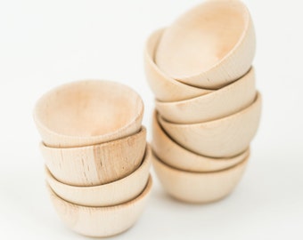 3 Small Wooden Bowls | Salt Bowl | Pinch Bowl | Ringbear Bowl | Wedding Ring Bowl | Unfinished Small Wooden Bowls for DIY| Box 28