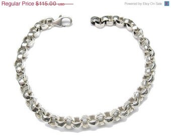 On Sale Vintage Hammered Belcher Bracelet 999 Silver - 8.5 inches