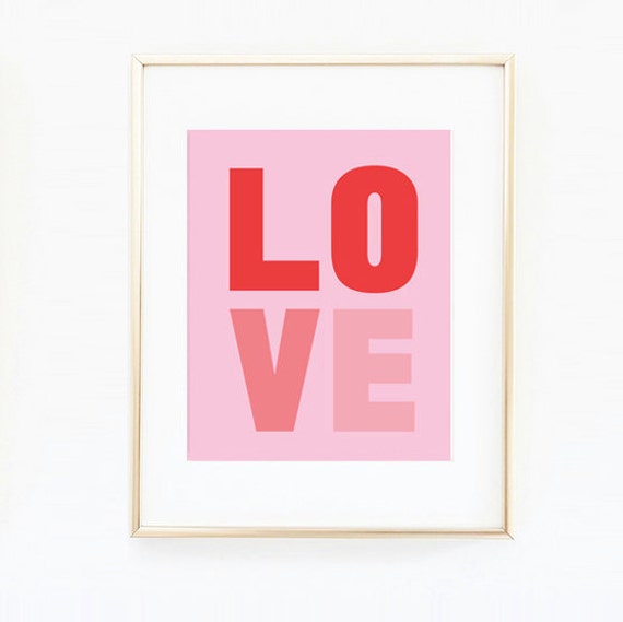 Items similar to LOVE Art Print - Valentines Day Gift - Minimalist Home ...