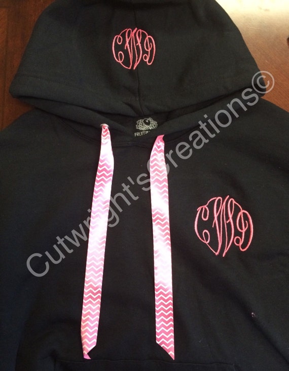 Items similar to Personalized double monogrammed hoodie with ribbon