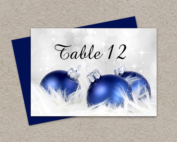 items-similar-to-diy-printable-christmas-table-numbers-with-blue-and-silver-ornaments-elegant