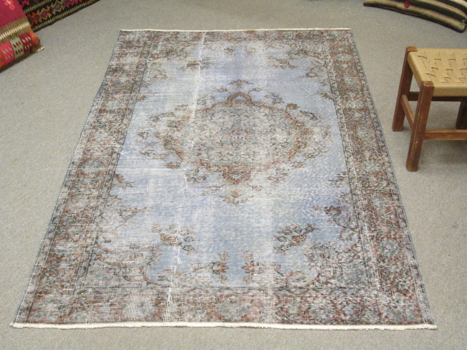 Medium Size Vintage Overdyed Rug Grey by turkishkilimmarket